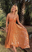 Orange A-Line Spaghetti Straps Chic Long Party Dress