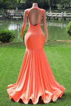 Blue Prom Dresses Sexy Mermaid Women Evening Dress Sleeveless Open Back