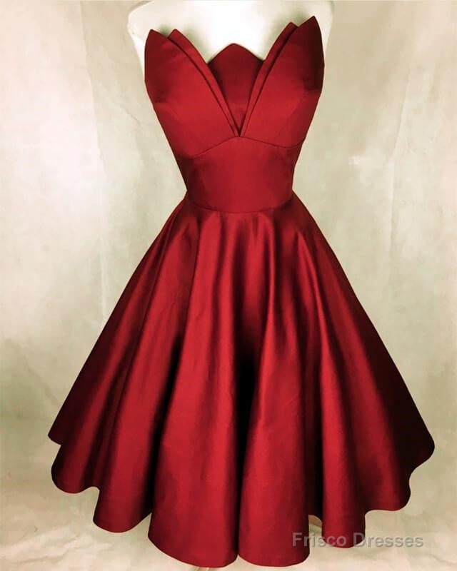 Orange Strapless Knee Length Satin Dress Secondary image