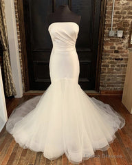 Organza And Satin Mermaid Wedding Dress Strapless