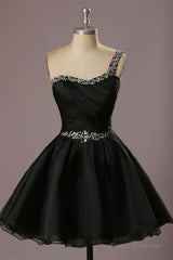 Organza Homecoming Dress,One-Shoulder Graduation Dress