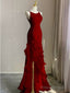 Sexy Scoop Sleeveless Ruffle Mermaid Floor Length Prom Dress