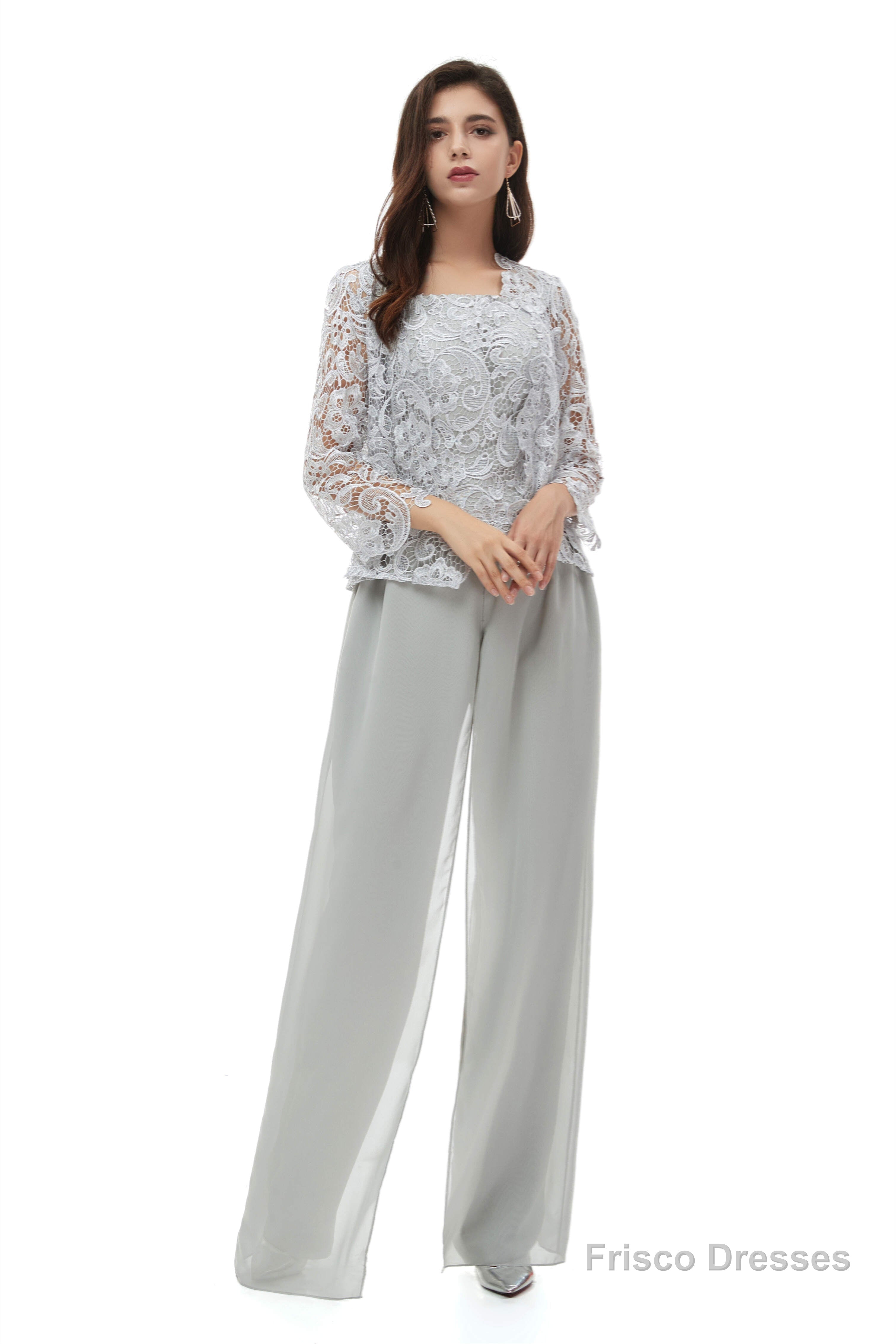 Pant Suits Lace Bateau Neckline Long Sleeves Mother Of The Bride Dresses Main image