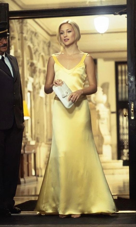 Pastel Yellow Sheath Long Prom Dress Cute Satin Evening Party Dress Main image