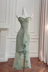 Pea Green Suspender Long Dress