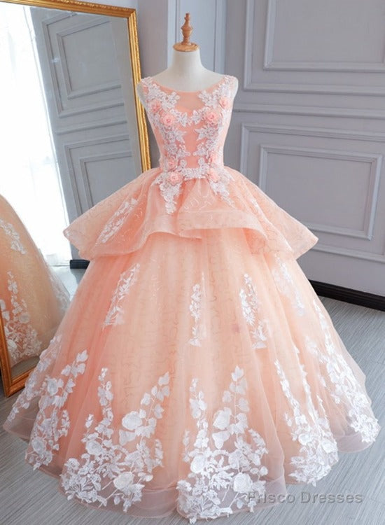 Peach Pink Tulle Princess Sweet 16 Party Dress, Quinceanera Dresses Formal Dress Main image