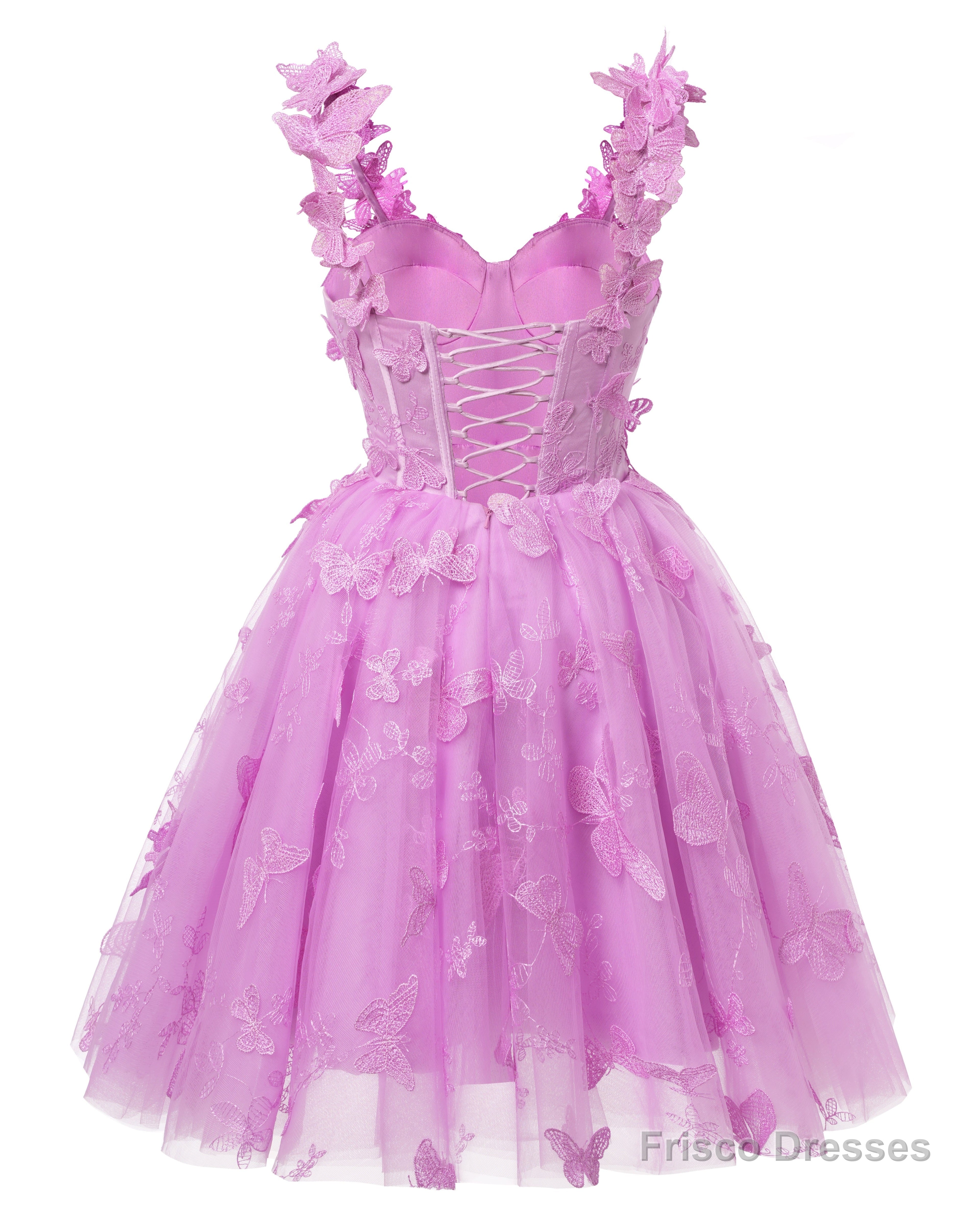 Silver 3D Butterfly Lace Applique Tulle Homecoming Dress for Teens Swe Frisco Dresses Silver 3D Butterfly Lace Applique Tulle Homecoming Dress for Teens Swe Frisco Dresses