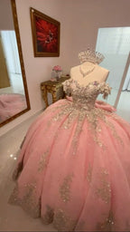 Pink A Line Princess Quinceanera Dress Ball Gown, Sweet 16 Dresses