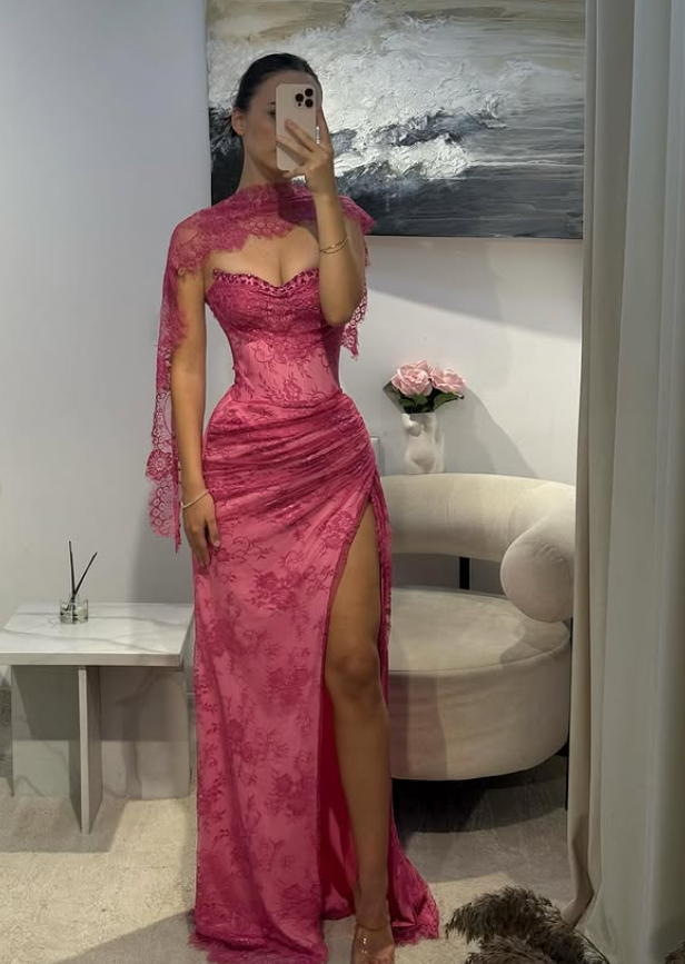pink lace sweetheart dress Pink Tulle Lace A-line Sweetheart Prom Dresses, Long Formal Dresses, MP683