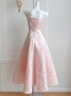 Pink A-Line Vintage Butterfly Embroidered Satin Formal Prom Dress Birthday Dressed01772