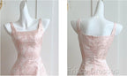 Pink A-Line Vintage Butterfly Embroidered Satin Formal Prom Dress Birthday Dressed01772