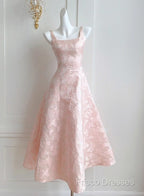 Pink A-Line Vintage Butterfly Embroidered Satin Formal Prom Dress Birthday Dressed01772