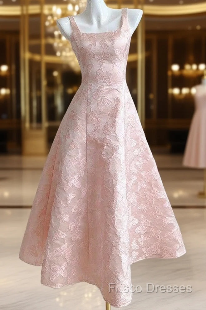 Pink A-Line Vintage Butterfly Embroidered Satin Formal Prom Dress Birthday Dressed01772 Main image