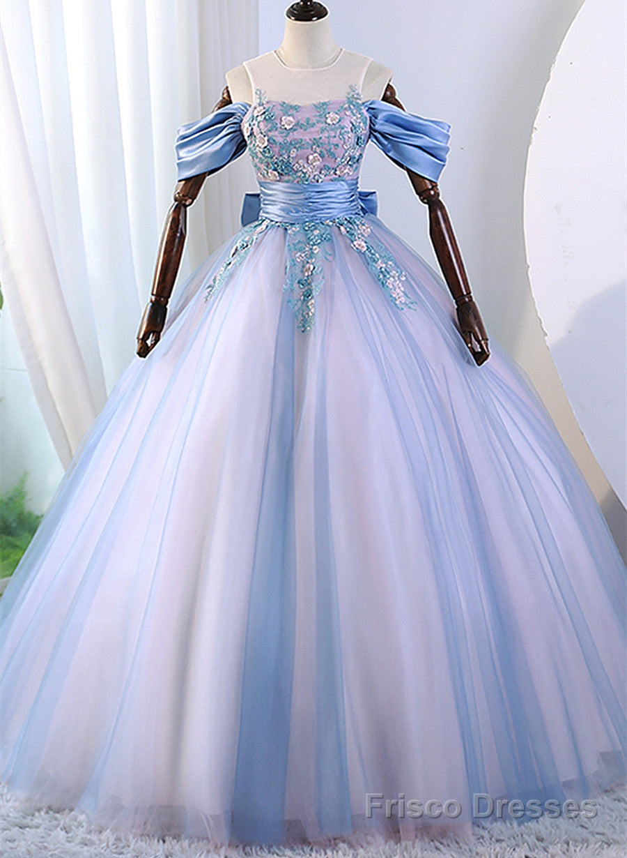 Pink and Blue Off Shoulder with Lace Applique Formal Dress, Sweet 16 Gown Formal Dress Secondary image