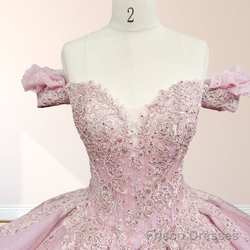 Pink Ball Gown Off the Shoulder Quinceanera Dresses Secondary image