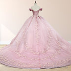 Pink Ball Gown Off the Shoulder Quinceanera Dresses