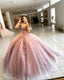 Pink Ball Gown Prom Long Dresses Sweetheart Corset