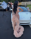 Pink Beaded Formal Dresses With Slit Sequins Evning Dress