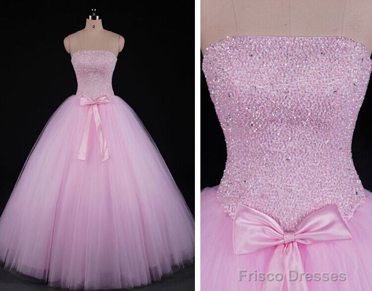 Pink Beaded Gorgeous Long Sweet 16 Dresses, New Style Formal Dresses Secondary image