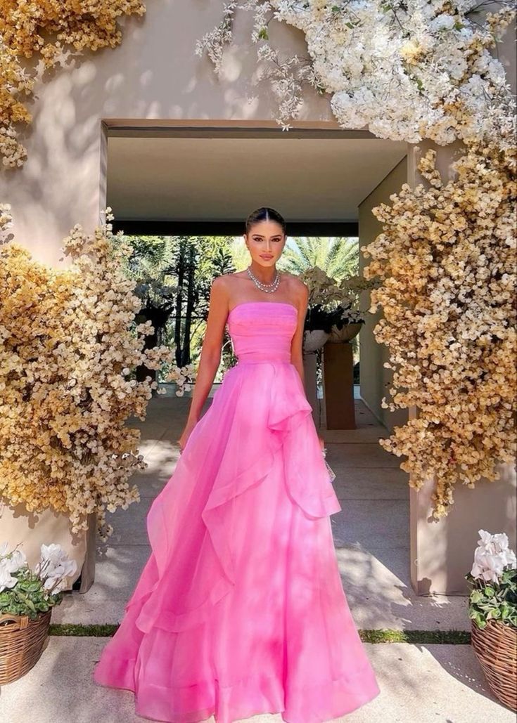 Pink Long Formal Gowns, Pink Party Dresses Secondary image