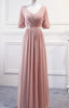 Pink Chiffon Bridesmaid Dresses , Long Formal Prom Gown