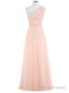 Pink Chiffon Floor Length A-Line One Shoulder Bridesmaid Dress