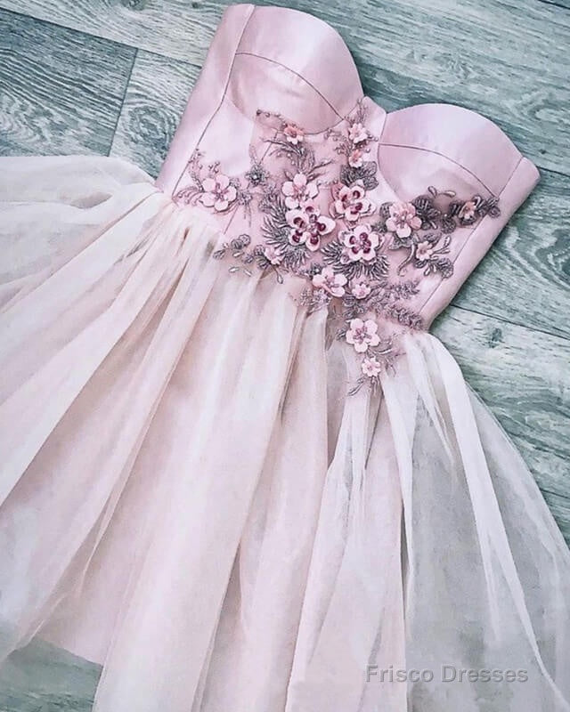 Pink Corset Mini Dress With 3D Flowers
