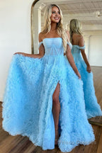 Pink Corset Off the Shoulder Long Prom Dress with Ruffles