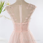 Pink Elegant Tulle A-Line Floor Length Wedding Party Dress, Light Pink Gown