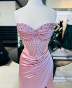 Pink/Green/Blue Gorgeous Shiny Exquisite Beaded Long Slit Elegant Sexy Prom Dress Evening Dress Party Dress