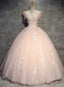 Pink Gorgeous Tulle And Lace Cap Sleeves Sweet 16 Dresses, Pink Formal Gown