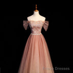 Pink Gradient Beaded Sweetheart Party Dress, Pink Gradient Evening Party Dresses