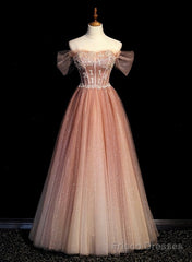 Pink Gradient Beaded Sweetheart Party Dress, Pink Gradient Evening Party Dresses