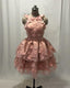 Pink Halter Mini Dress With 3D Flowers