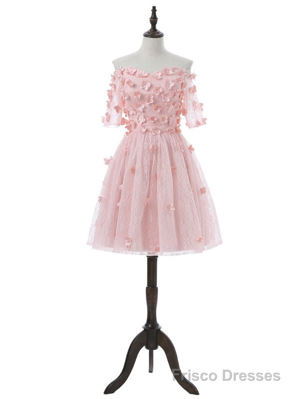 Pink Homecoming Dresses A-line Short Sleeves