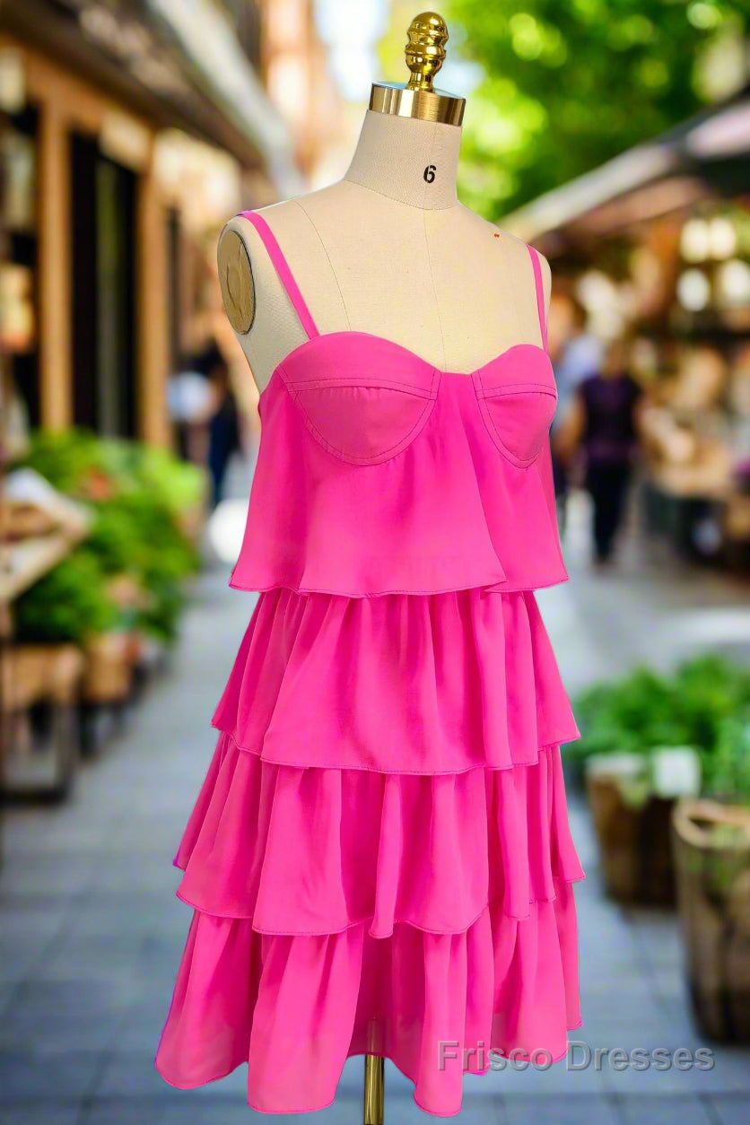Pink Homecoming Dresses Sweetheart A-line Spaghetti Straps Mini Cocktail Party Dresses for Teens Secondary image