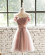 Pink Lace Tulle Short Prom Dress, Homecoming Dress