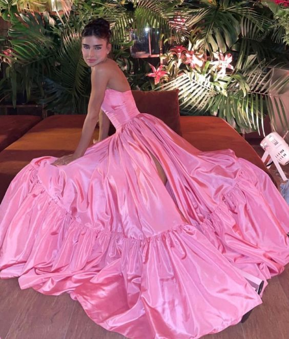 Pink Leg Split Prom Dress Women Sexy Party Dresses Secondary image