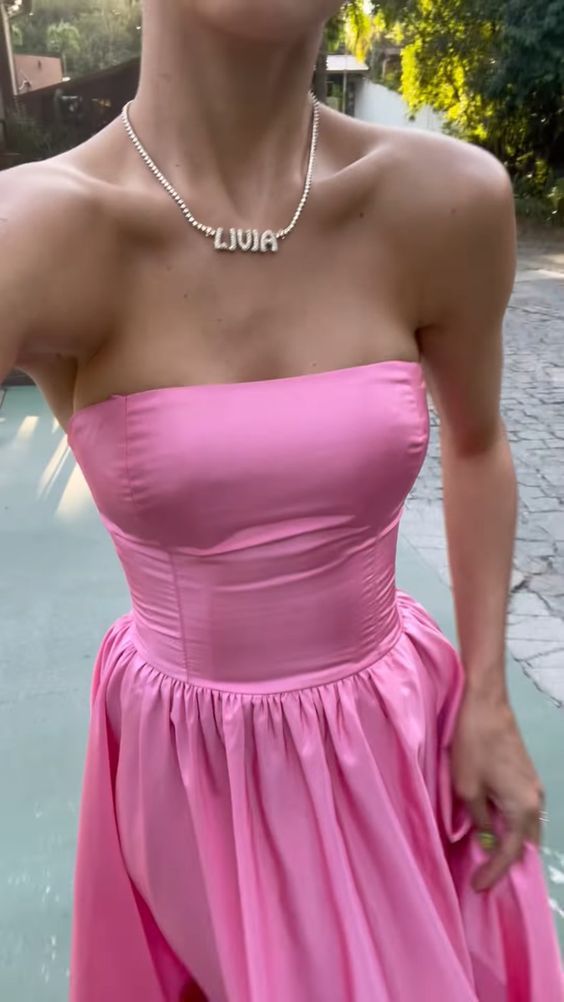 Pink Leg Split Prom Dress Women Sexy Party Dresses