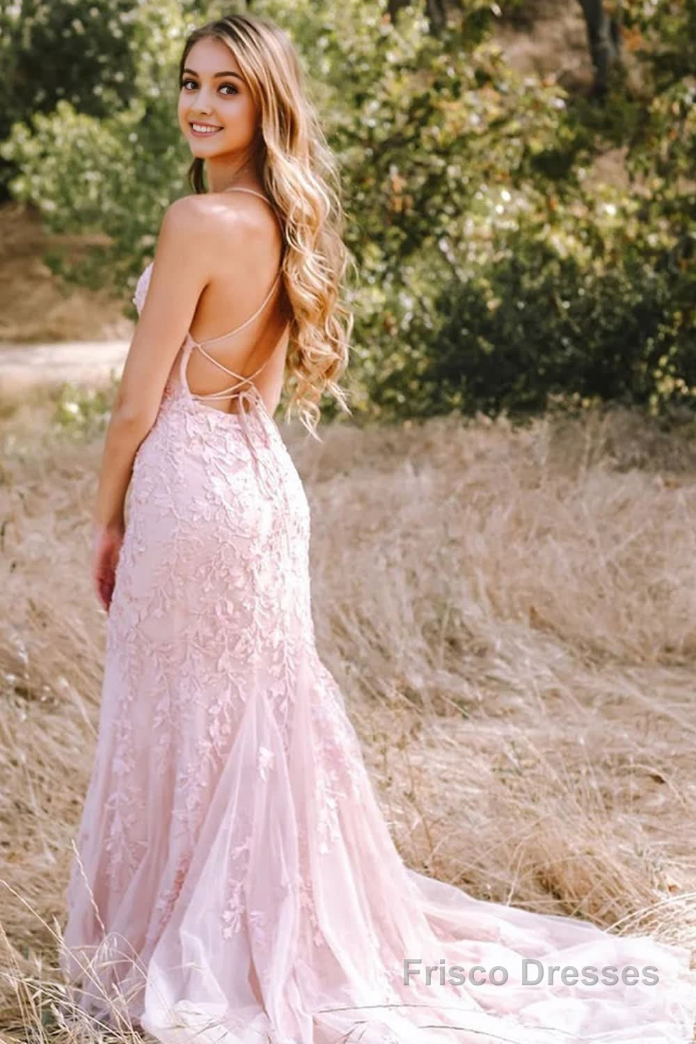 Pink Mermaid Long Prom Dress with Appliques Secondary image