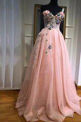Pink Muslim Evening Dresses A-Line One-Shoulder Tulle Pearls Long Islamic Dubai Saudi Arabic Long Formal Evening Gown