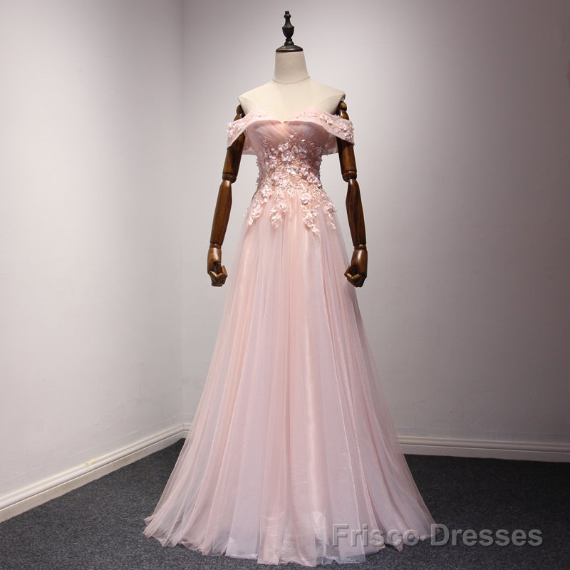 Pink Off Shoulder Handmade Formal Dresses , Long Prom Dresses Main image