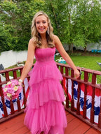 Pink Prom Dress Evening Gown Long Prom Dresses