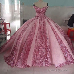 Pink Prom Dresses, Luxury Prom Dresses, Sparkly Prom Dresses, Prom Ball Gown