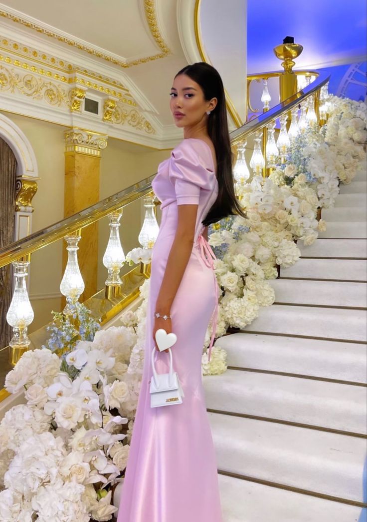 Pink Prom Dresses Women Formal Party Evening Gown