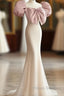 Pink Puffy Sleeves Trumpet Mermaid Sequin Formal Prom Dress