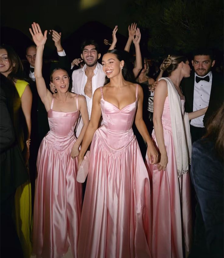 Pink Retro Elegant Sweetheart Neckline A-Line Spaghetti Strap Satin Long Evening Dress Birthday Party Dress Bridesmaid Dress