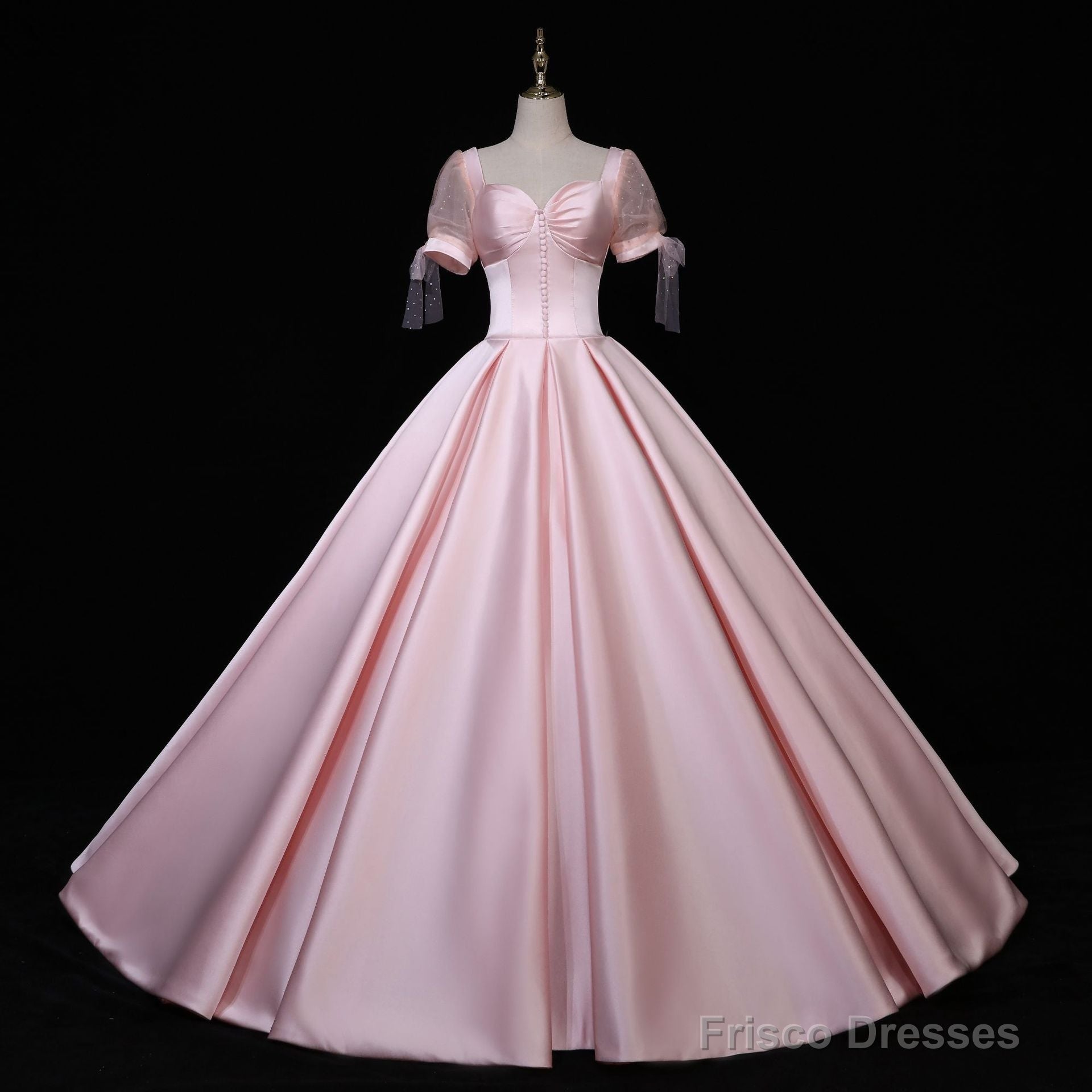 Pink Satin Long Sweetheart Formal Dress, Pink Sweet 16 Party Dress