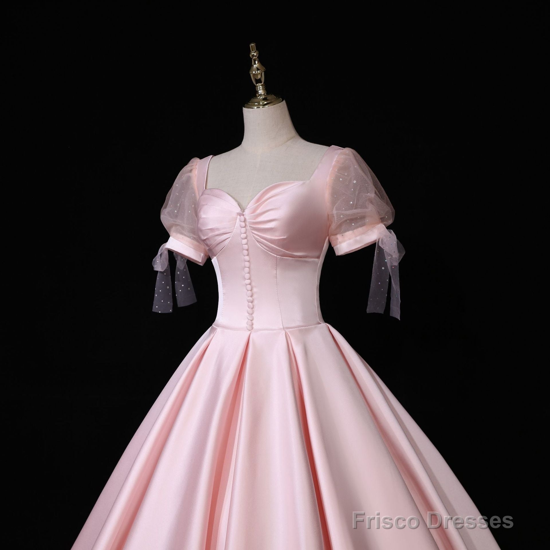 Pink Satin Long Sweetheart Formal Dress, Pink Sweet 16 Party Dress