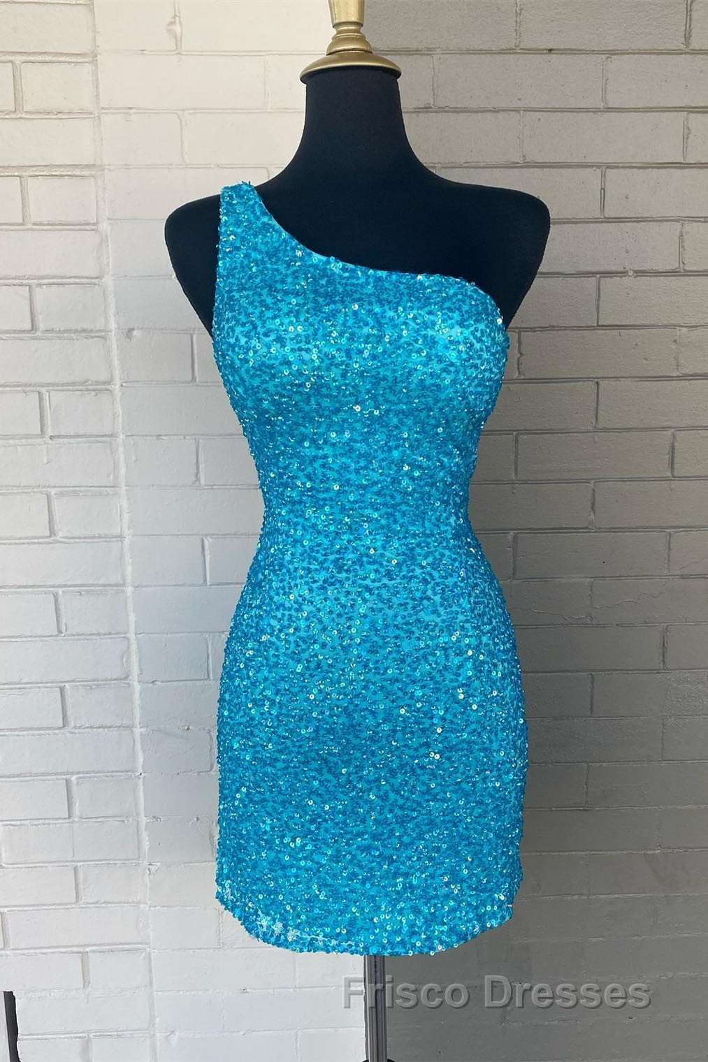 Pink Sequin One Shoulder Cutout Homecoming Dress Gala Dress Short